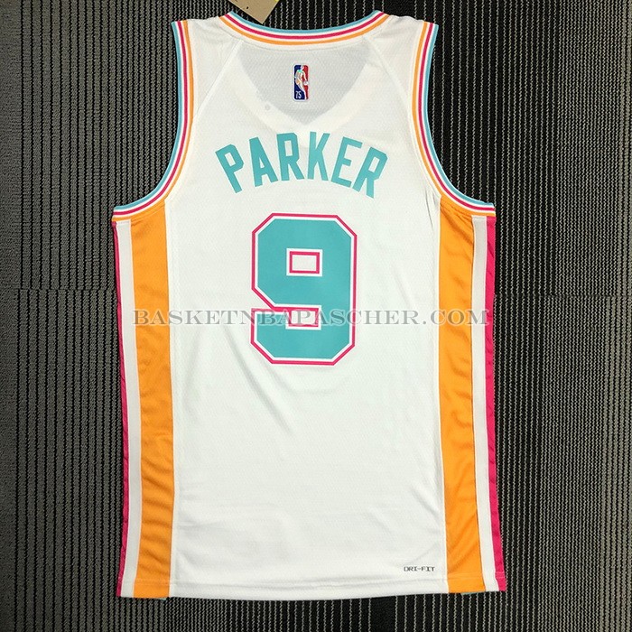 Maillot San Antonio Spurs Tony Parker NO 9 Ville 2021-22 Blanc